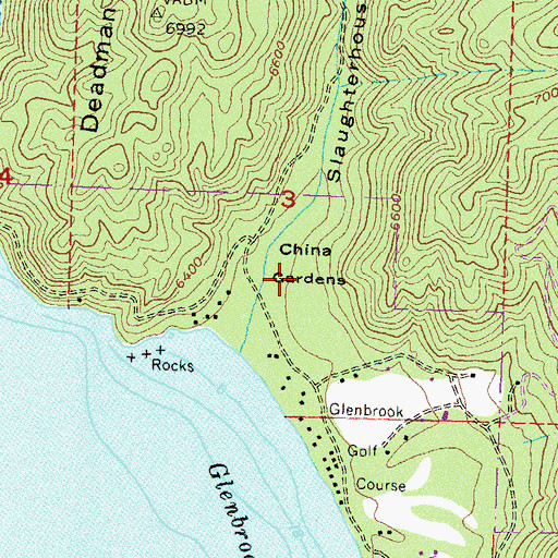 Topographic Map of China Gardens, NV