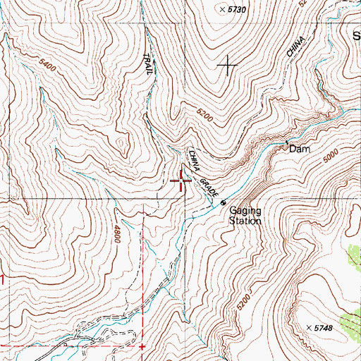 Topographic Map of China Grade, NV