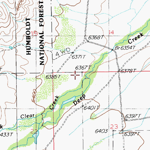 Topographic Map of Clear Creek, NV