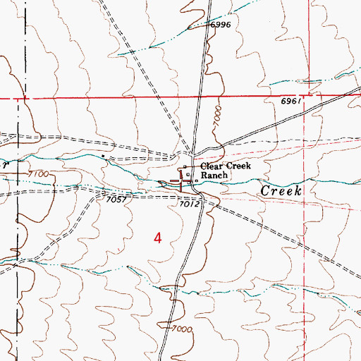 Topographic Map of Clear Creek Ranch, NV