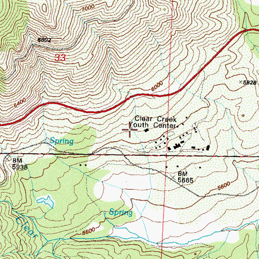 Topographic Map of Clear Creek Youth Center, NV