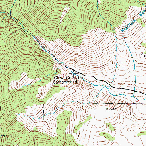 Topographic Map of Cleve Creek Campground, NV