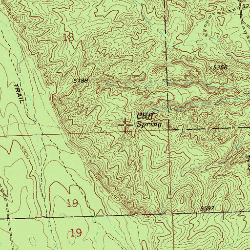 Topographic Map of Cliff Spring, NV