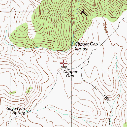 Topographic Map of Clipper Gap, NV