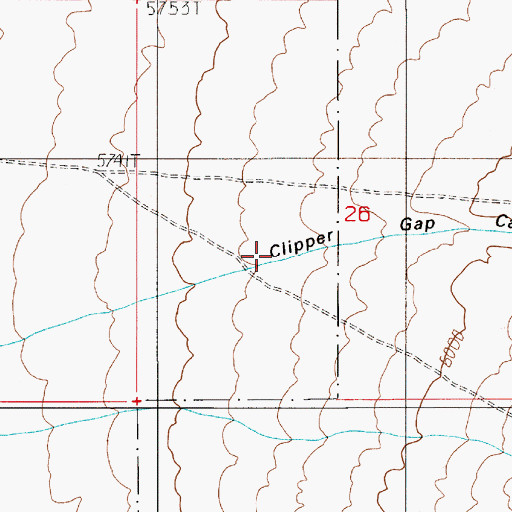Topographic Map of Clipper Gap Canyon, NV