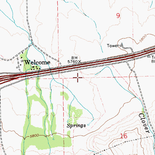 Topographic Map of Clover Creek, NV