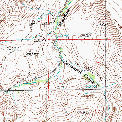 Topographic Map of Coffeepot Creek, NV
