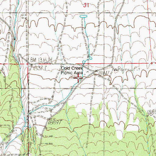 Topographic Map of Cold Creek Picnic Area, NV