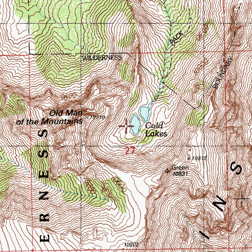 Topographic Map of Cold Lakes, NV