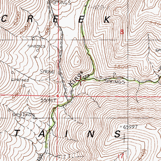 Topographic Map of Cold Springs Creek, NV