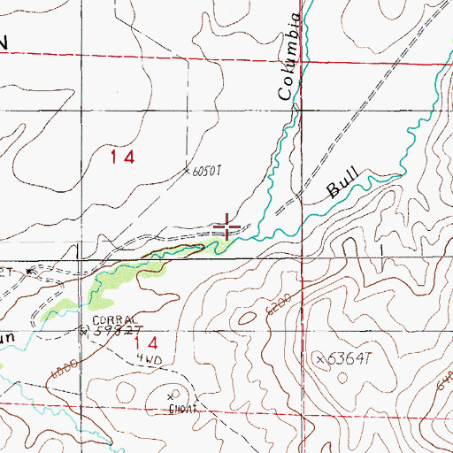 Topographic Map of Columbia Creek, NV