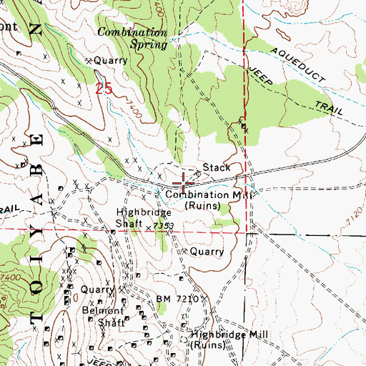 Topographic Map of Combination Mill, NV