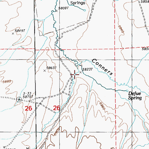 Topographic Map of Conners Creek, NV