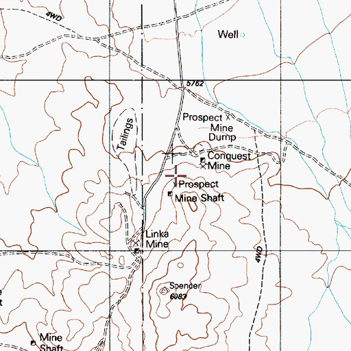 Topographic Map of Conquest Mine, NV