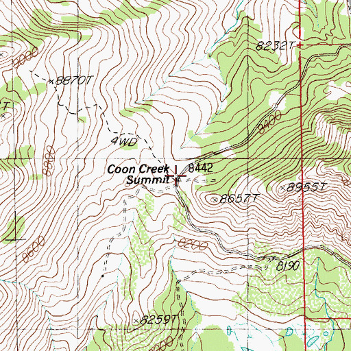 Topographic Map of Coon Creek Summit, NV