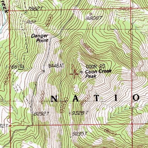 Topographic Map of Coon Creek Peak, NV