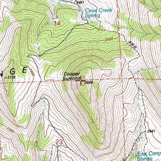 Topographic Map of Cooper Summit, NV