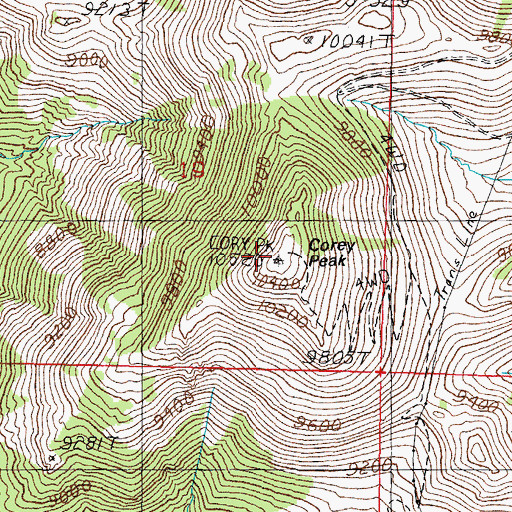 Topographic Map of Cory Peak, NV