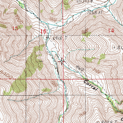 Topographic Map of Corral Canyon, NV