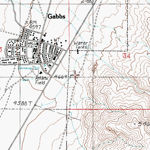 Topographic Map of Cottonwood Canyon, NV
