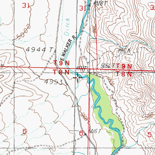 Topographic Map of Cottonwood Creek, NV