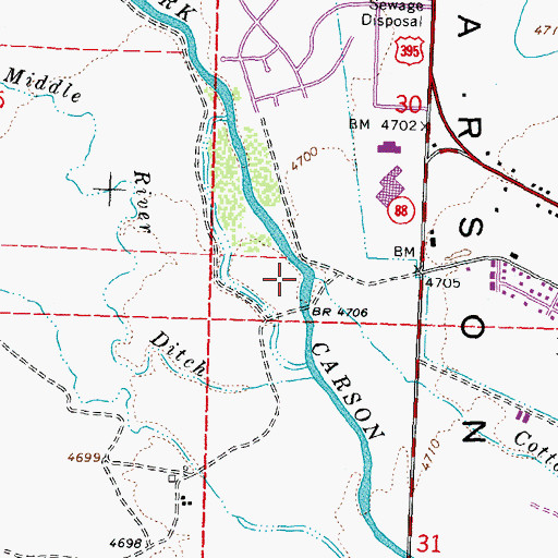 Topographic Map of Cottonwood Slough, NV