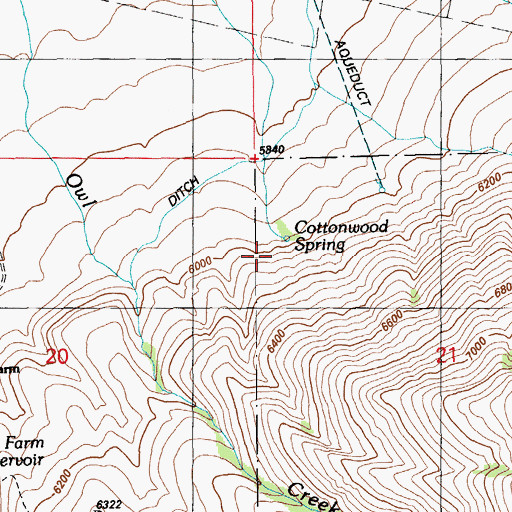 Topographic Map of Cottonwood Spring, NV