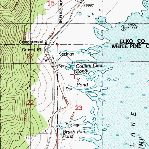 Topographic Map of County Line Pond, NV