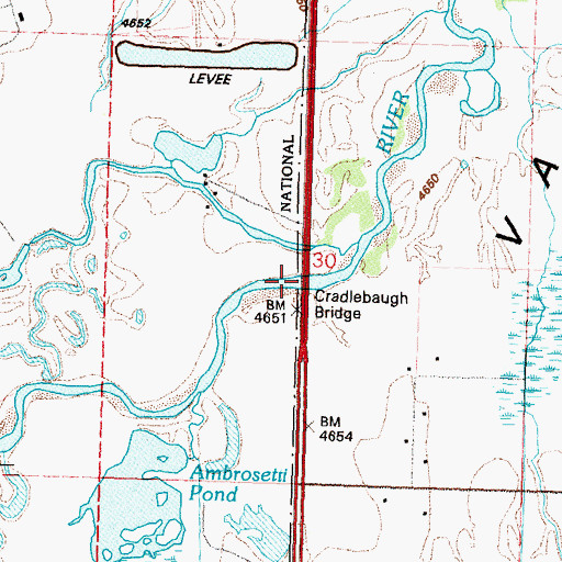 Topographic Map of Cradlebaugh Bridge, NV