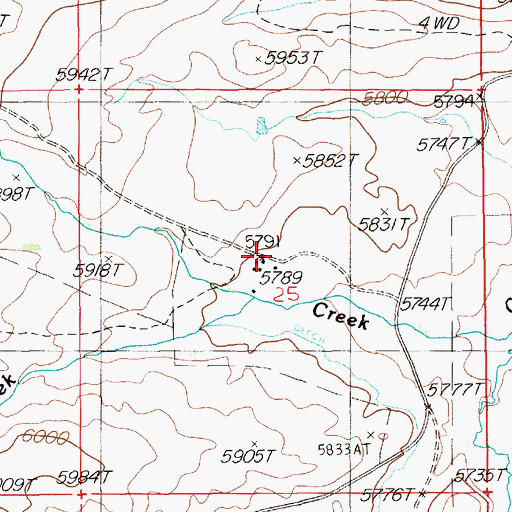 Topographic Map of Crosby Ranch, NV