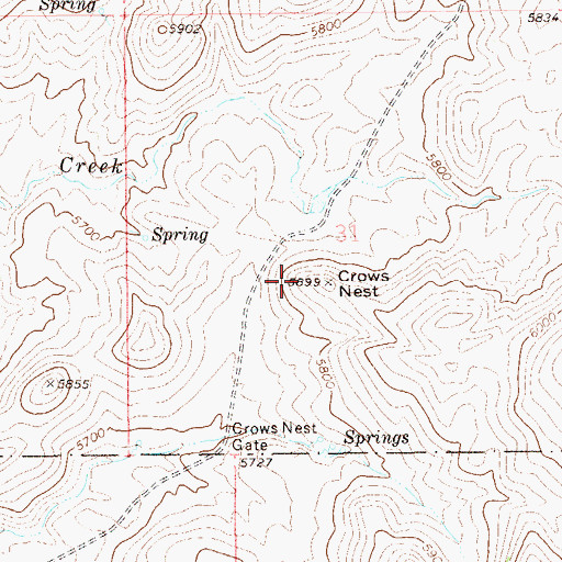 Topographic Map of Crows Nest, NV