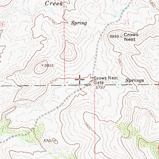 Topographic Map of Crows Nest Gate, NV