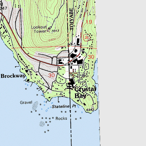 Topographic Map of Crystal Bay, NV