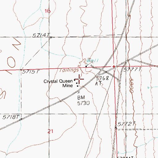 Topographic Map of Crystal Queen Mine, NV
