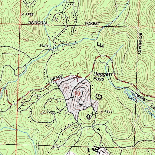 Topographic Map of Daggett Pass, NV