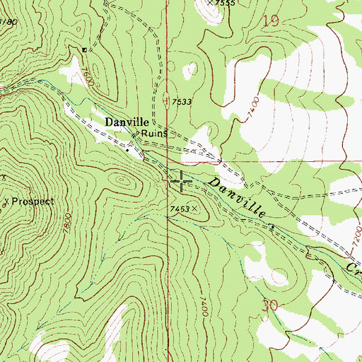 Topographic Map of Danville Canyon, NV