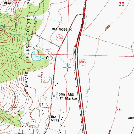 Topographic Map of Davis Creek, NV