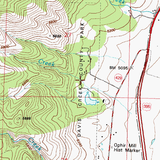 Topographic Map of Davis Creek County Park, NV