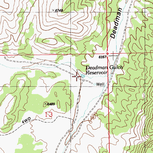 Topographic Map of Deadman Gulch Reservoir, NV