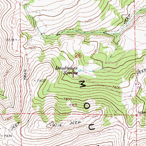 Topographic Map of Deadmans Spring, NV