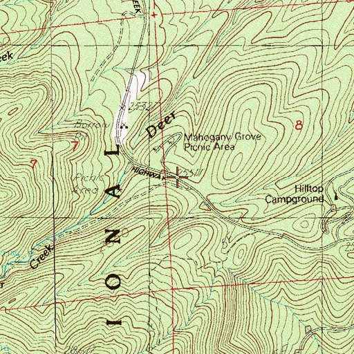Topographic Map of Mahogany Grove Picnic Area, NV