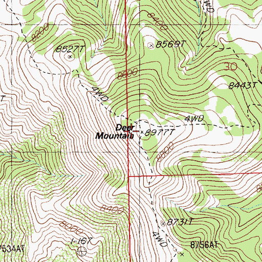 Topographic Map of Deer Mountain, NV