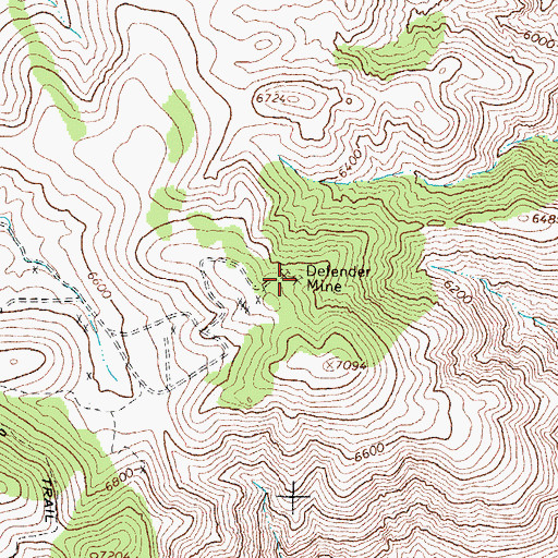 Topographic Map of Defender Mine, NV