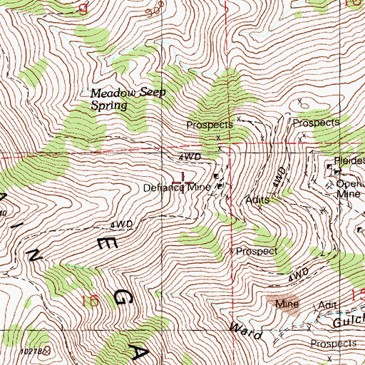 Topographic Map of Defiance Claim, NV