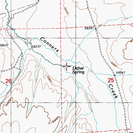 Topographic Map of Defue Spring, NV