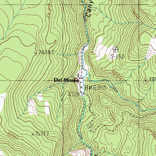Topographic Map of Del Monte, NV