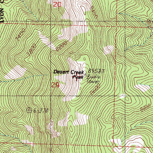 Topographic Map of Desert Creek Peak, NV