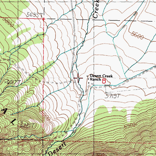Topographic Map of Desert Creek Ranch, NV