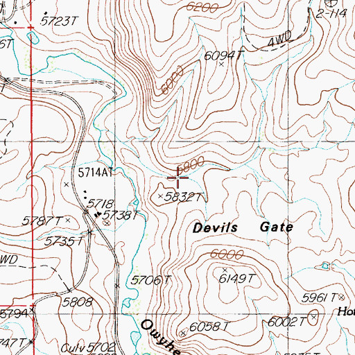 Topographic Map of Devils Gate, NV