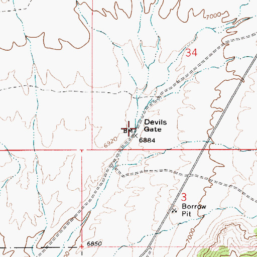 Topographic Map of Devils Gate, NV